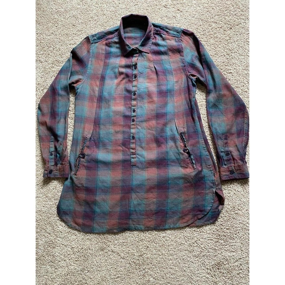 Toad & Co Tunic Lagen Women Medium Lightweight Plaid Grunge Western s52